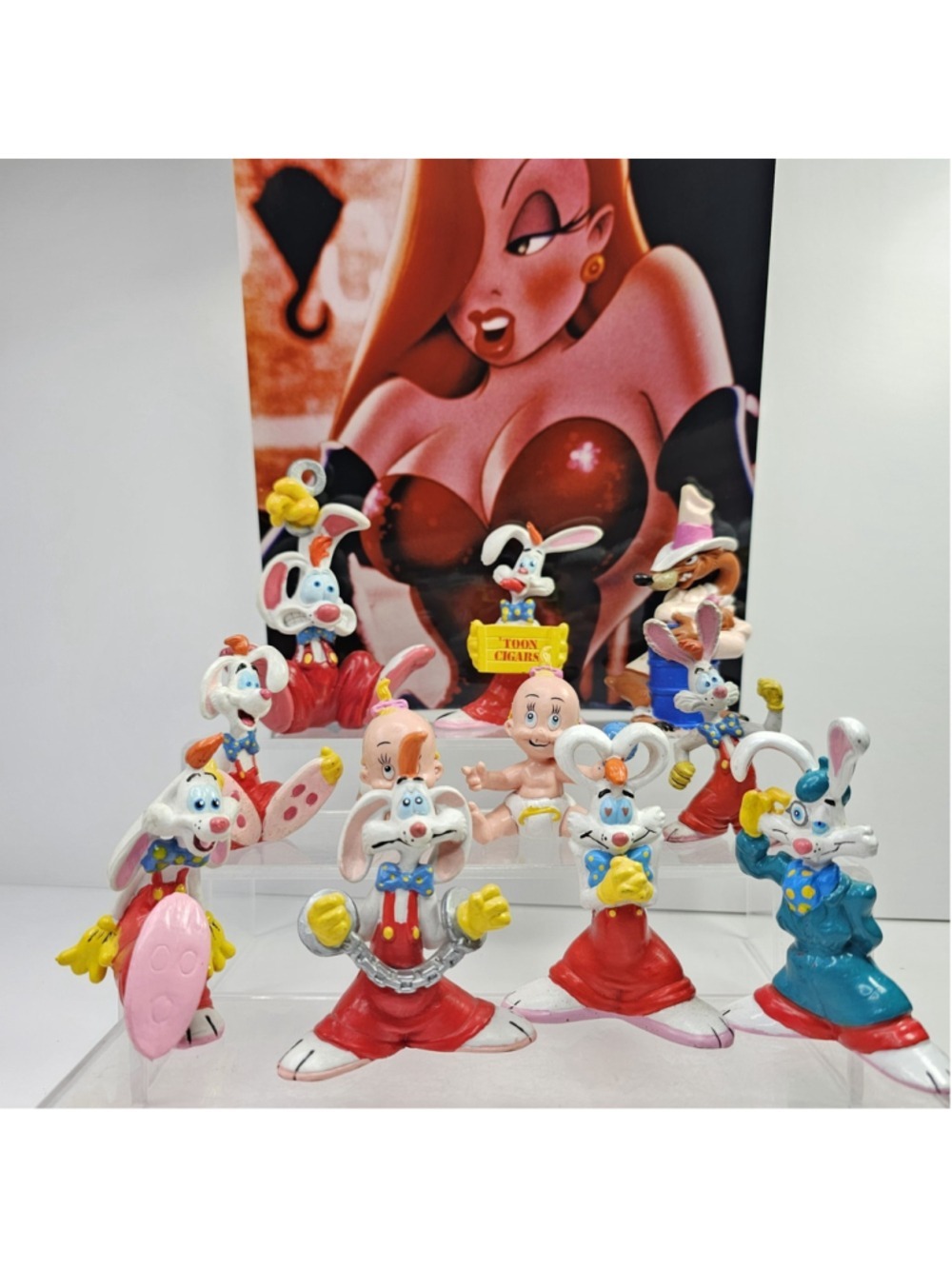 Vintage 1987 Who Framed Roger Rabbit Figures Lot of 11 + Jessica Rabbit Photo